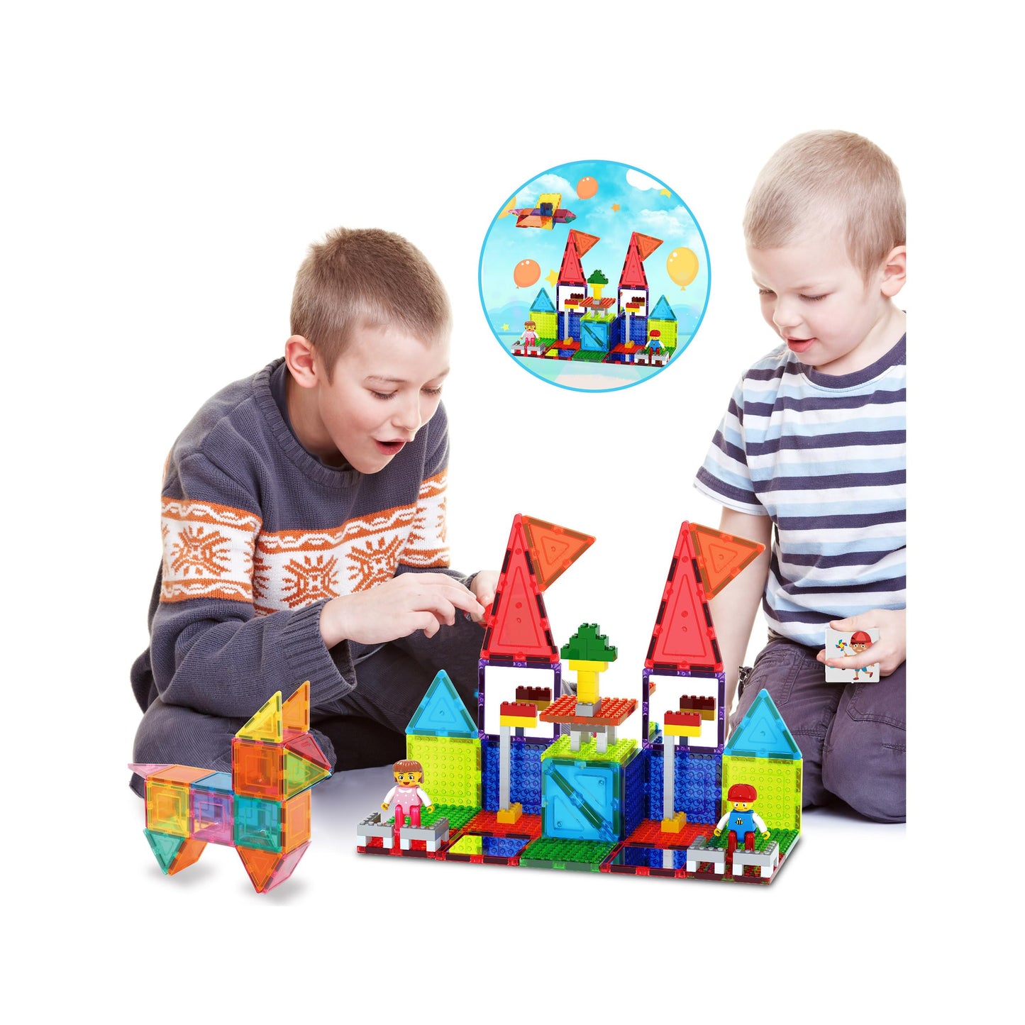 PicassoTiles 333pcs Magnetic Brick Tile Set & Magnetic Tile Combo – STEM Toys for Kids