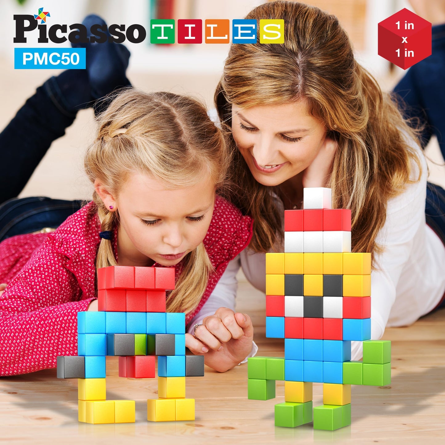 PicassoTiles 1 inch Magnetic Puzzle Cube – Mix & Match STEM Building Blocks & Sensory Toy Set