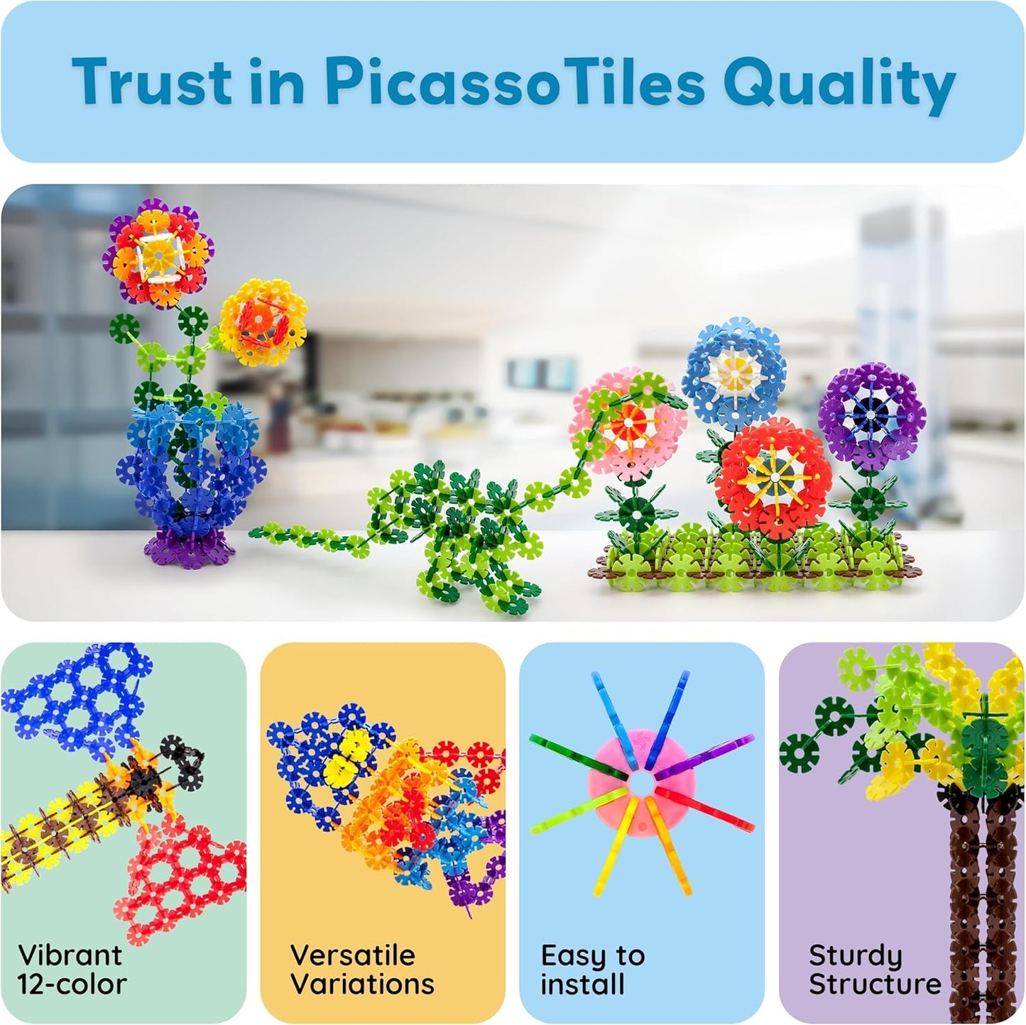 PicassoTiles Building Chips 600 Pieces – Interlocking Discs STEM Construction Toy for Ages 3+