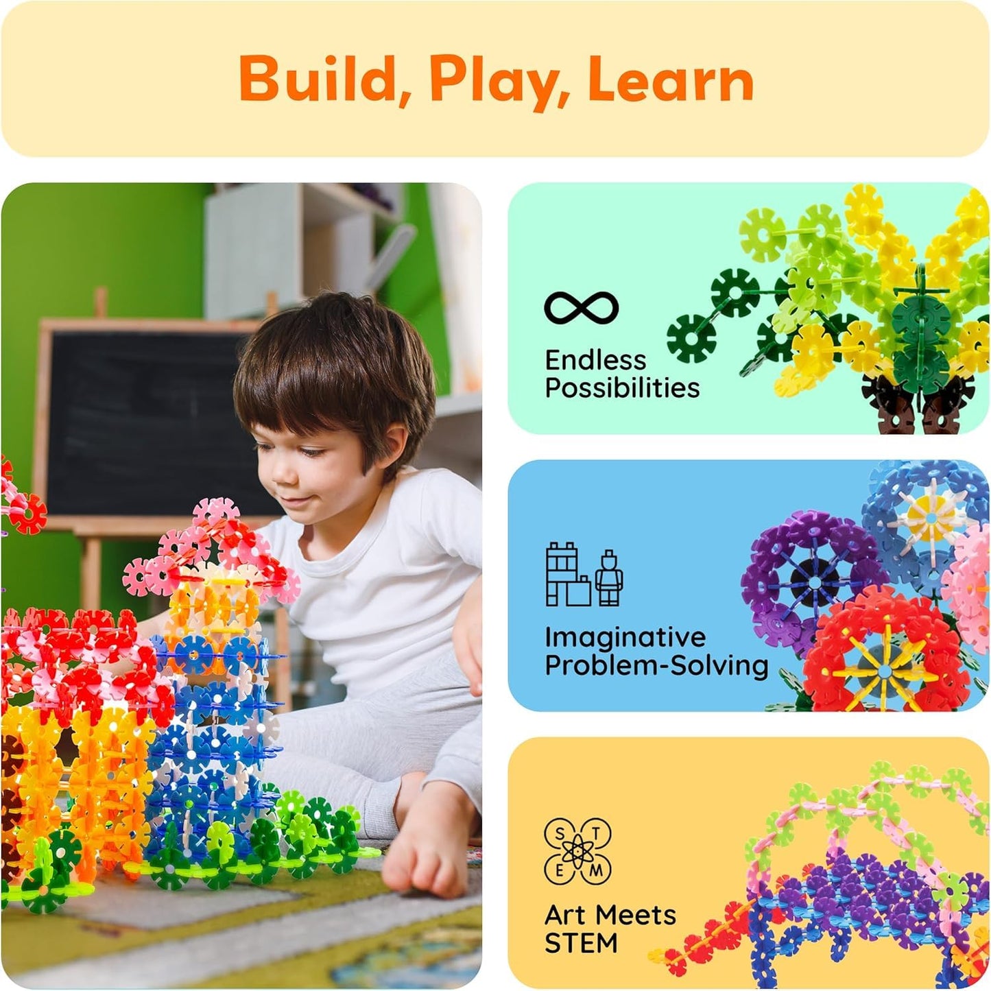 PicassoTiles Building Chips 600 Pieces – Interlocking Discs STEM Construction Toy for Ages 3+