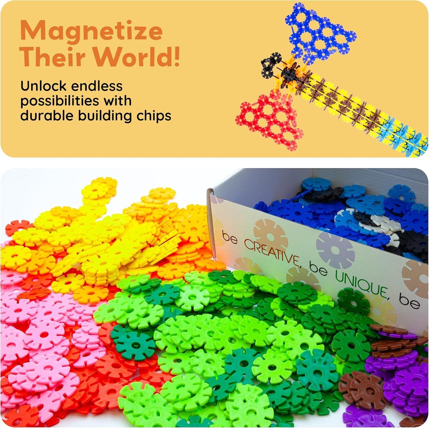 PicassoTiles Building Chips 600 Pieces – Interlocking Discs STEM Construction Toy for Ages 3+