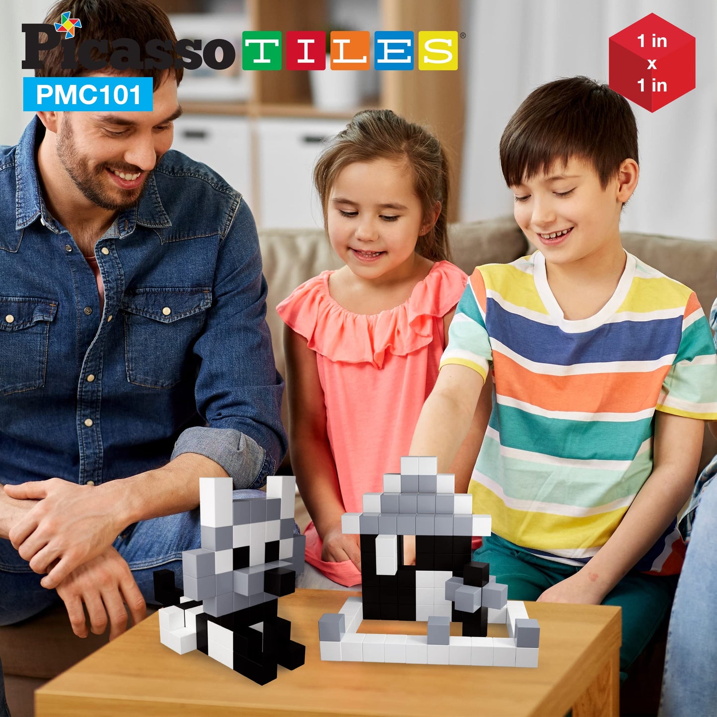 PicassoTiles 101pc Magnetic Puzzle Cube Set – Black & White 1-Inch STEM Toy for Kids 3+