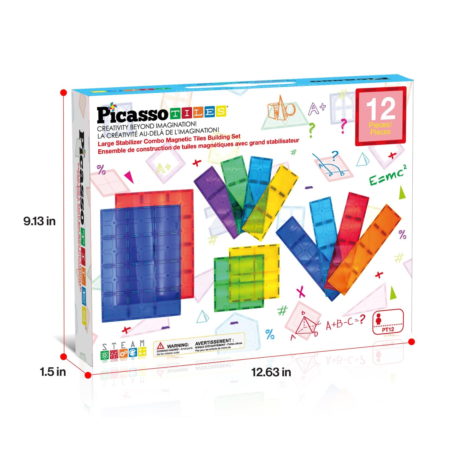 PicassoTiles 12pc Supersized Magnetic Base Plate – Jumbo XL Foundation Stabilizers for Kids