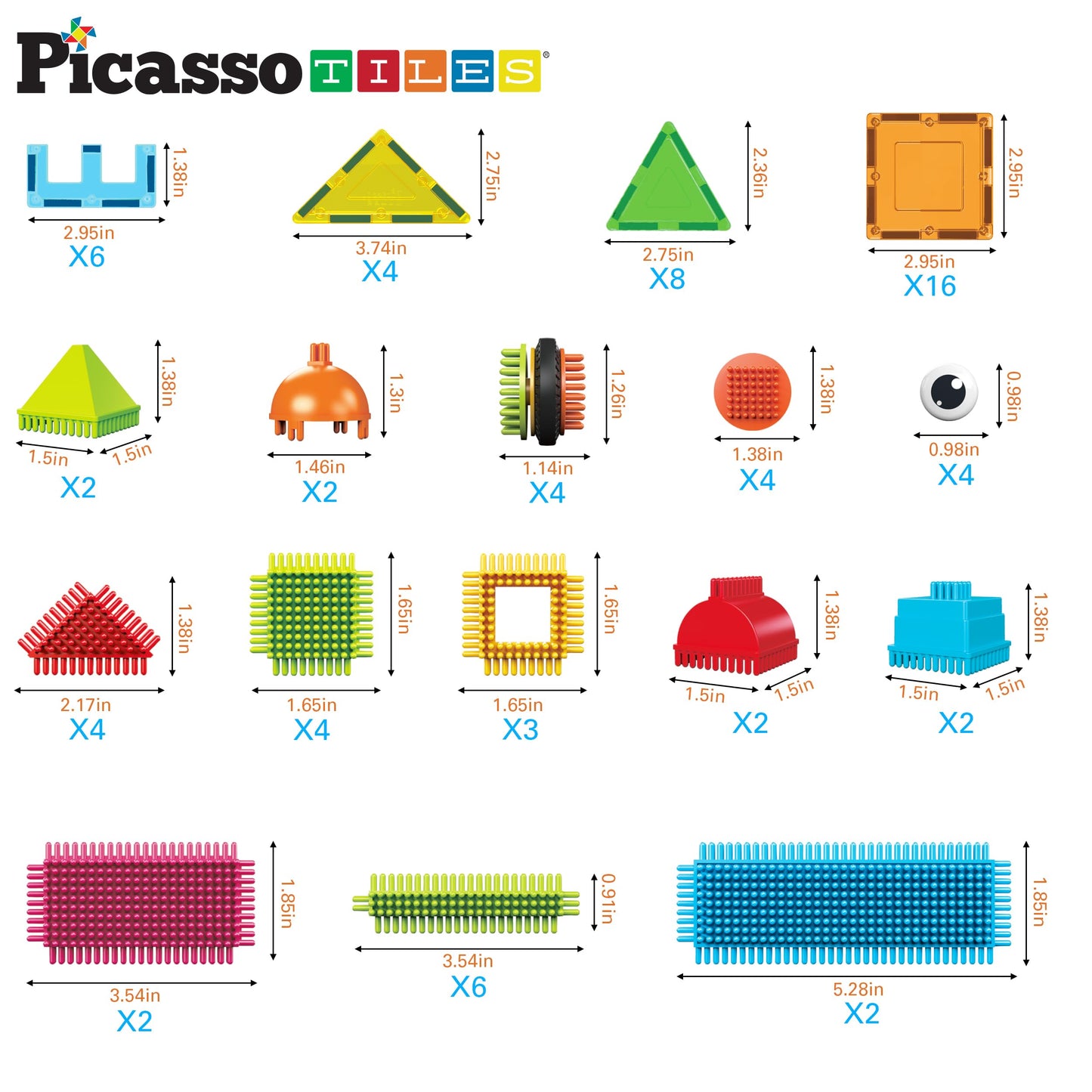 PicassoTiles Magnetic Tiles & Hedgehog 2-in-1 Set – STEM Building Toys for Ages 3+