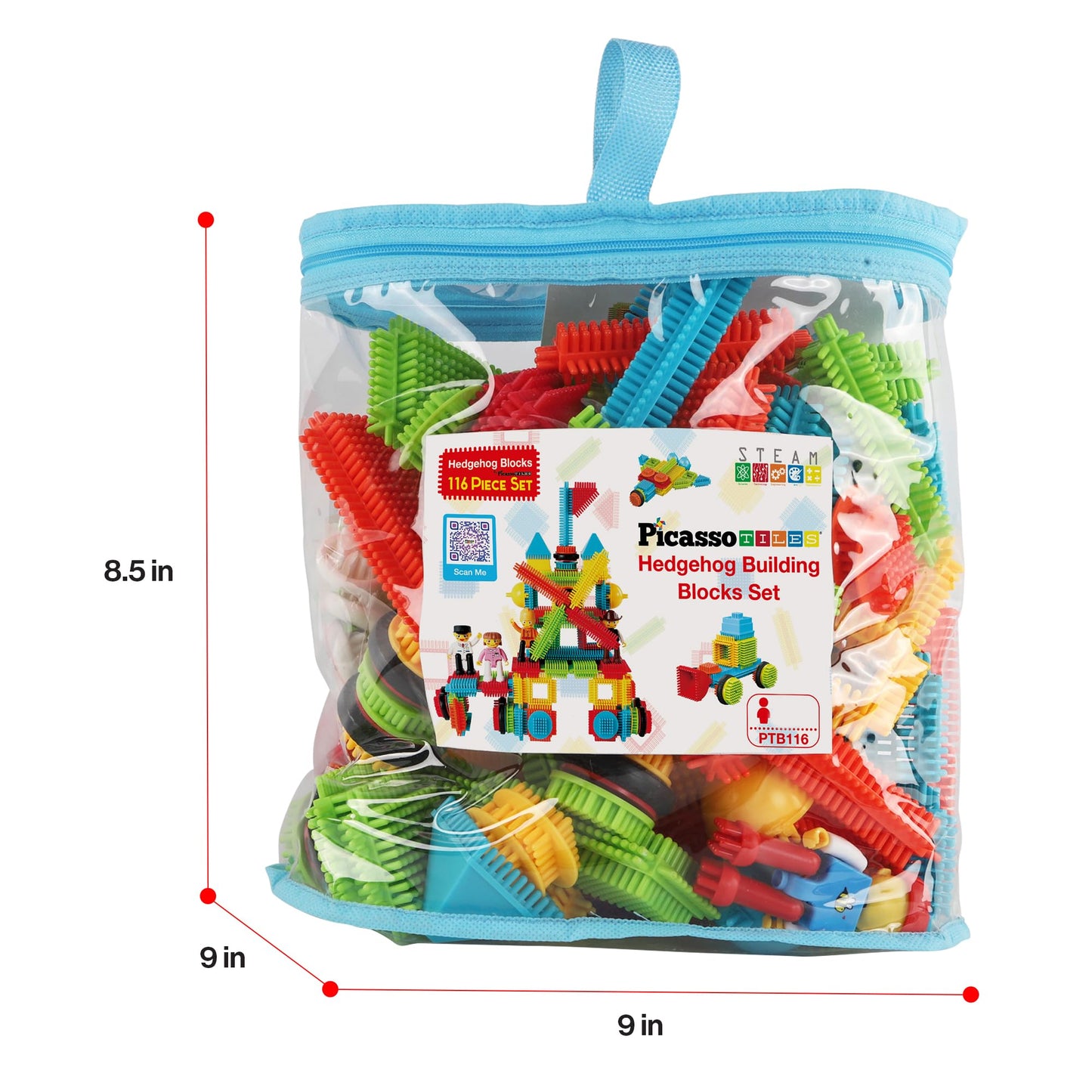 PicassoTiles 116pc Hedgehog Building Blocks Toy Set – STEM Construction Kit for Kids 3+