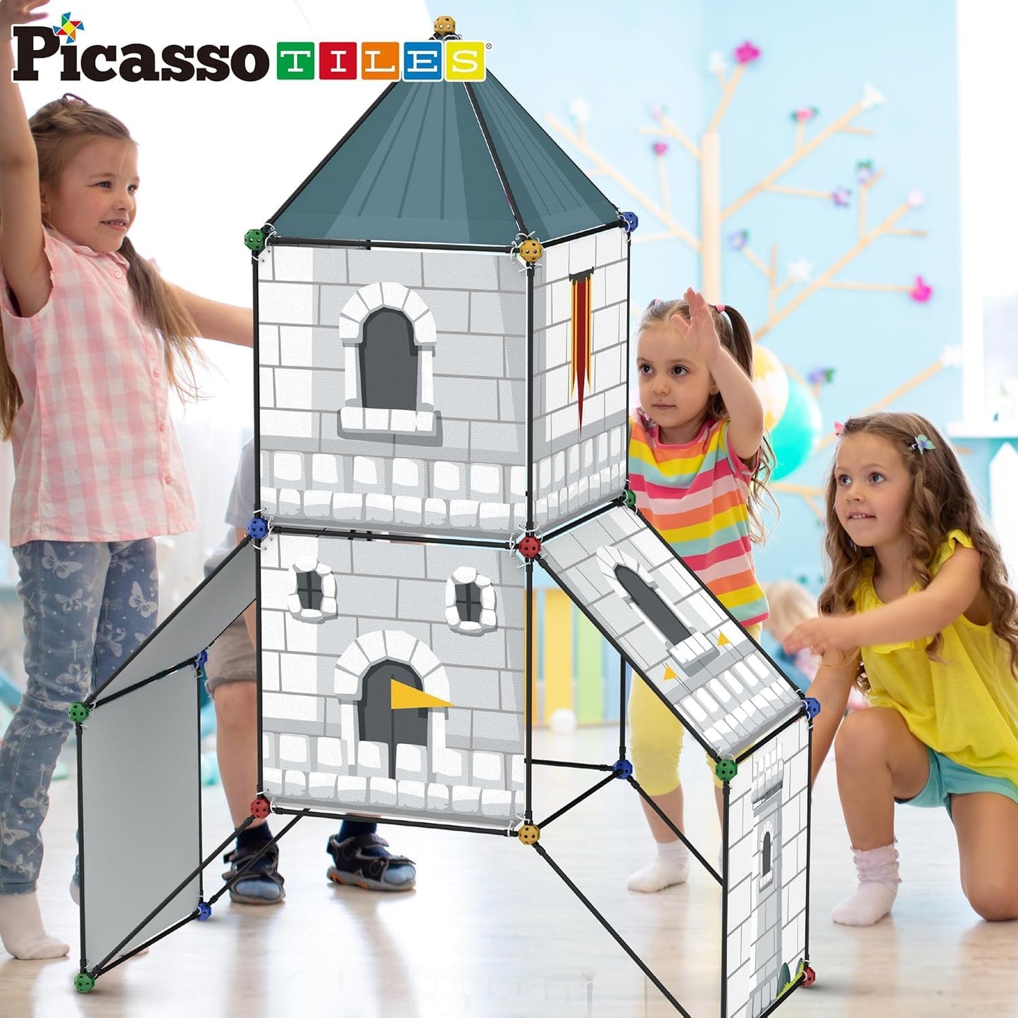 PicassoTiles Fort Building Kit – 376 Pieces STEM Construction Toy for Kids 5+