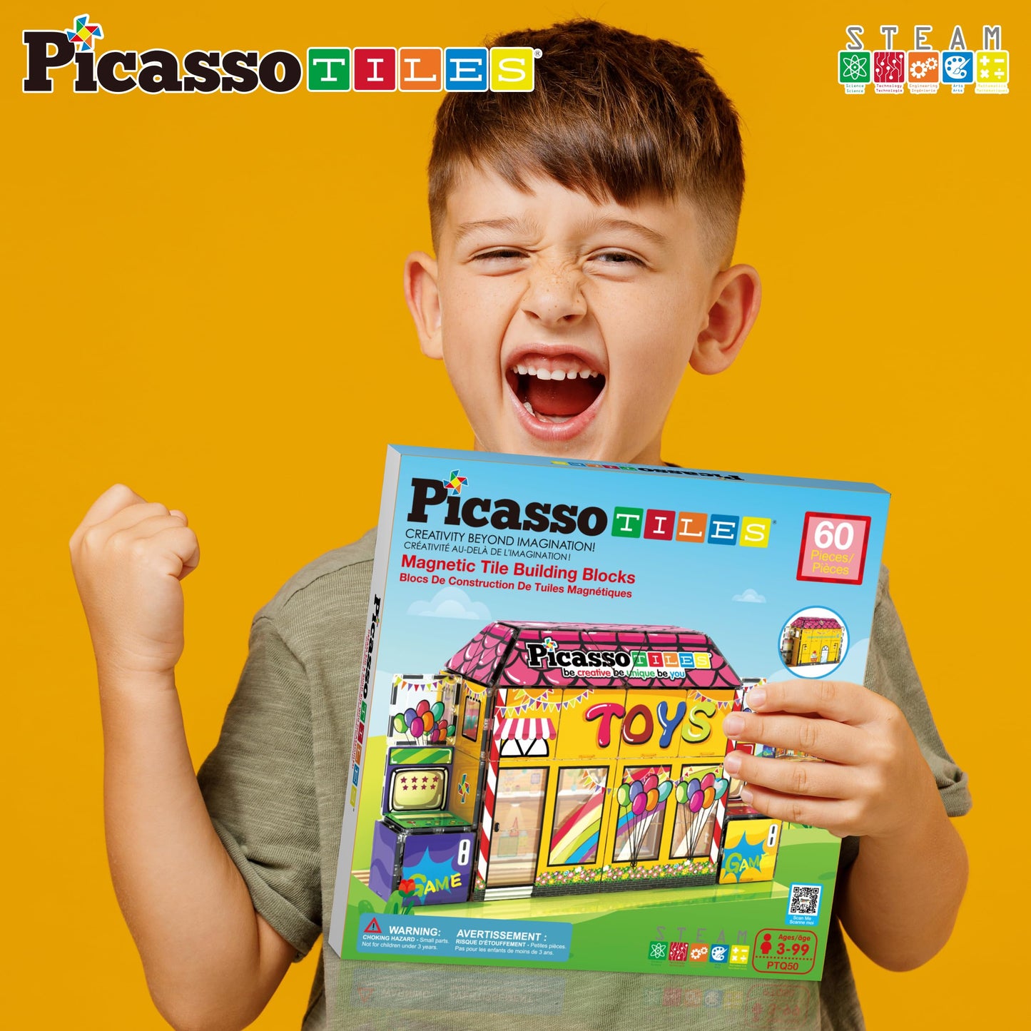 PicassoTiles 60pc Magnetic Toy Store Theme | Reconfigurable STEM Playset for Ages 3+ | PTQ50