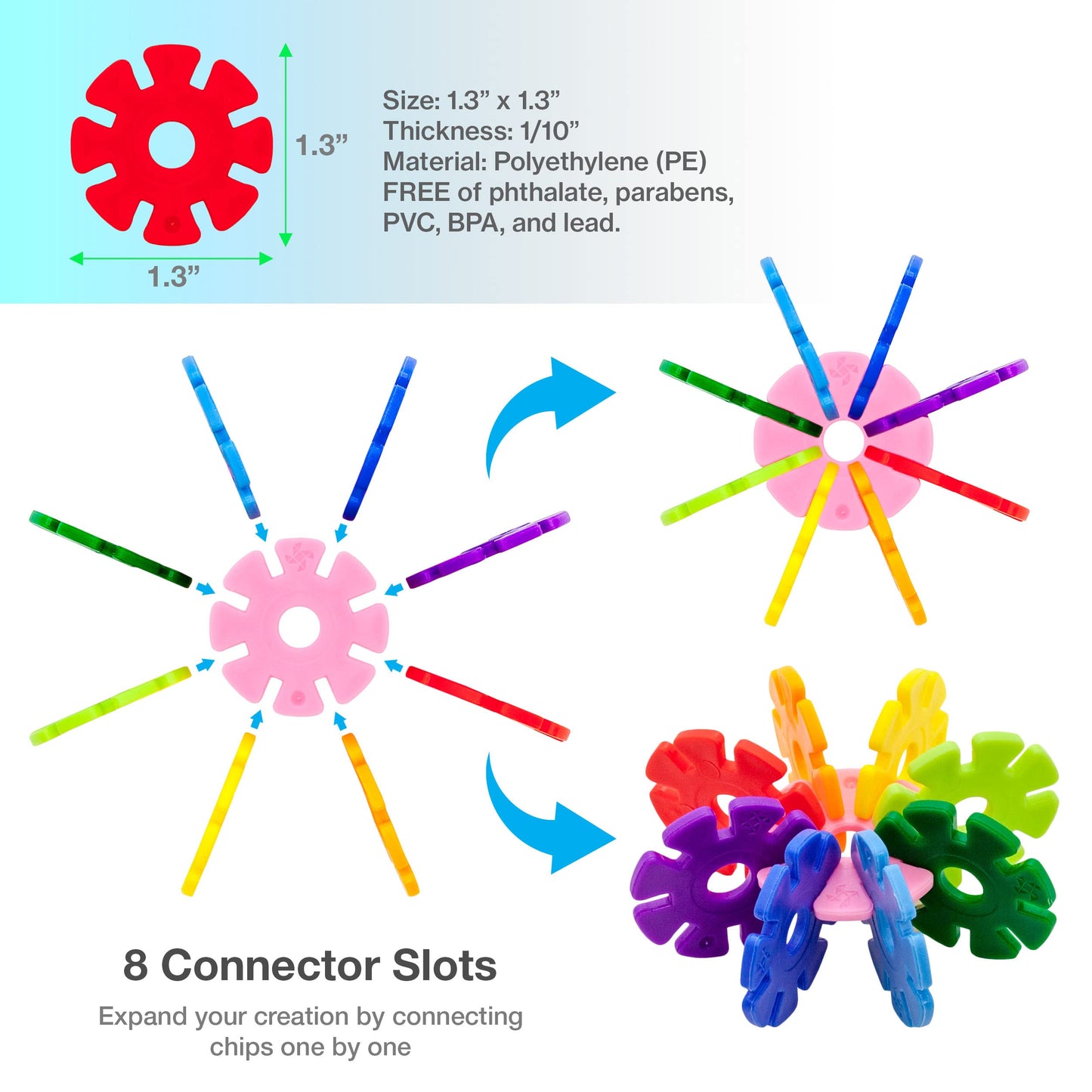 PicassoTiles Building Chips – 800-Piece Interlocking Disc Blocks | STEM Toy for Kids 3+