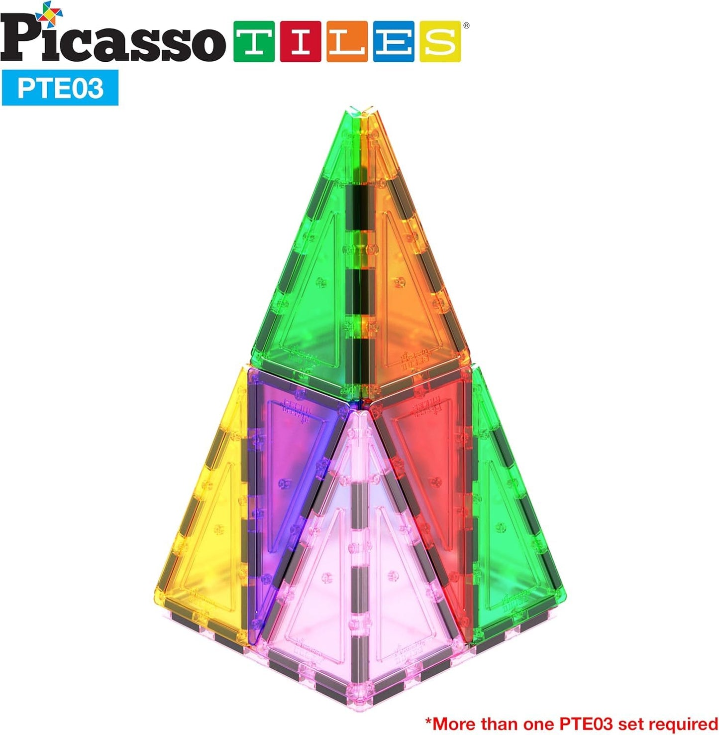 PicassoTiles 12pc Isosceles Triangle Magnet Tiles – STEM Building Set Expansion