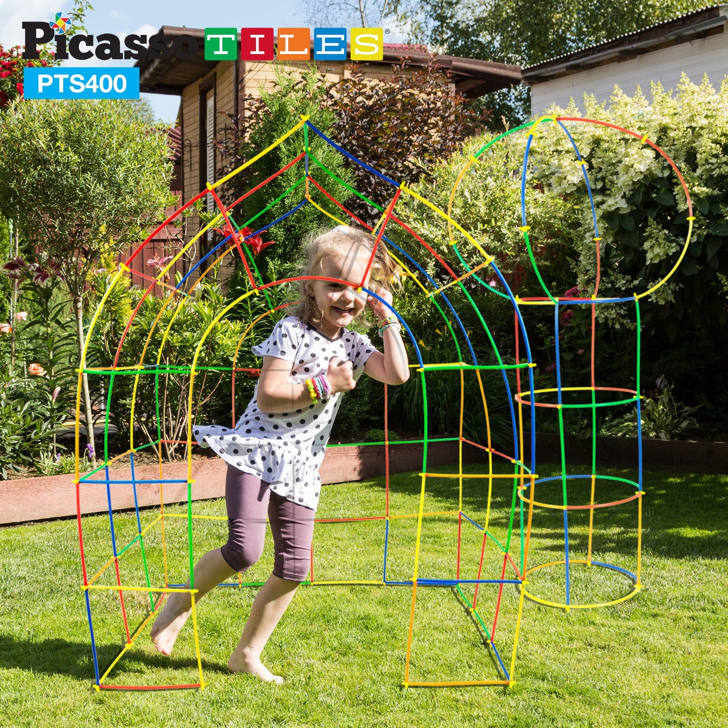 PicassoTiles 400pc Straw Building Set – STEM Learning Interlocking Construction Toy for Kids 3+