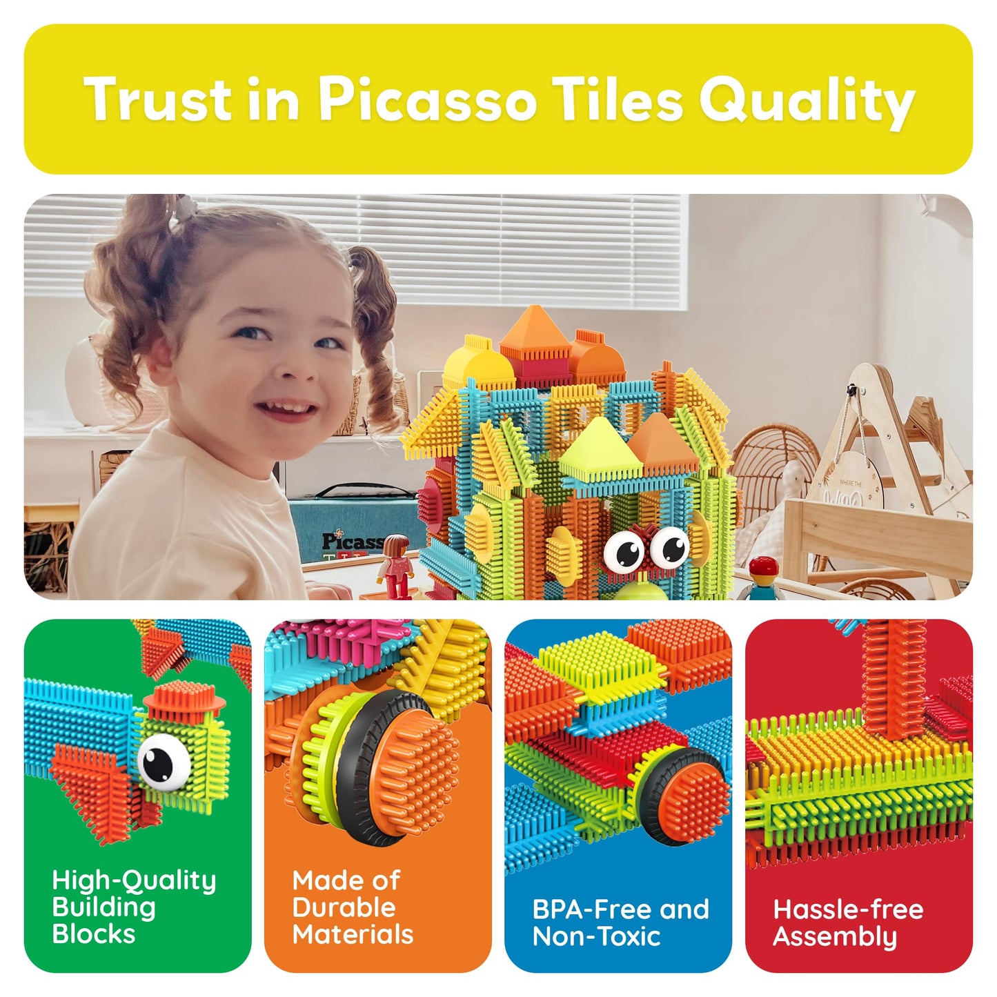 PicassoTiles 120pcs Hedgehog Interlocking Blocks – STEM Learning Toy PTB120