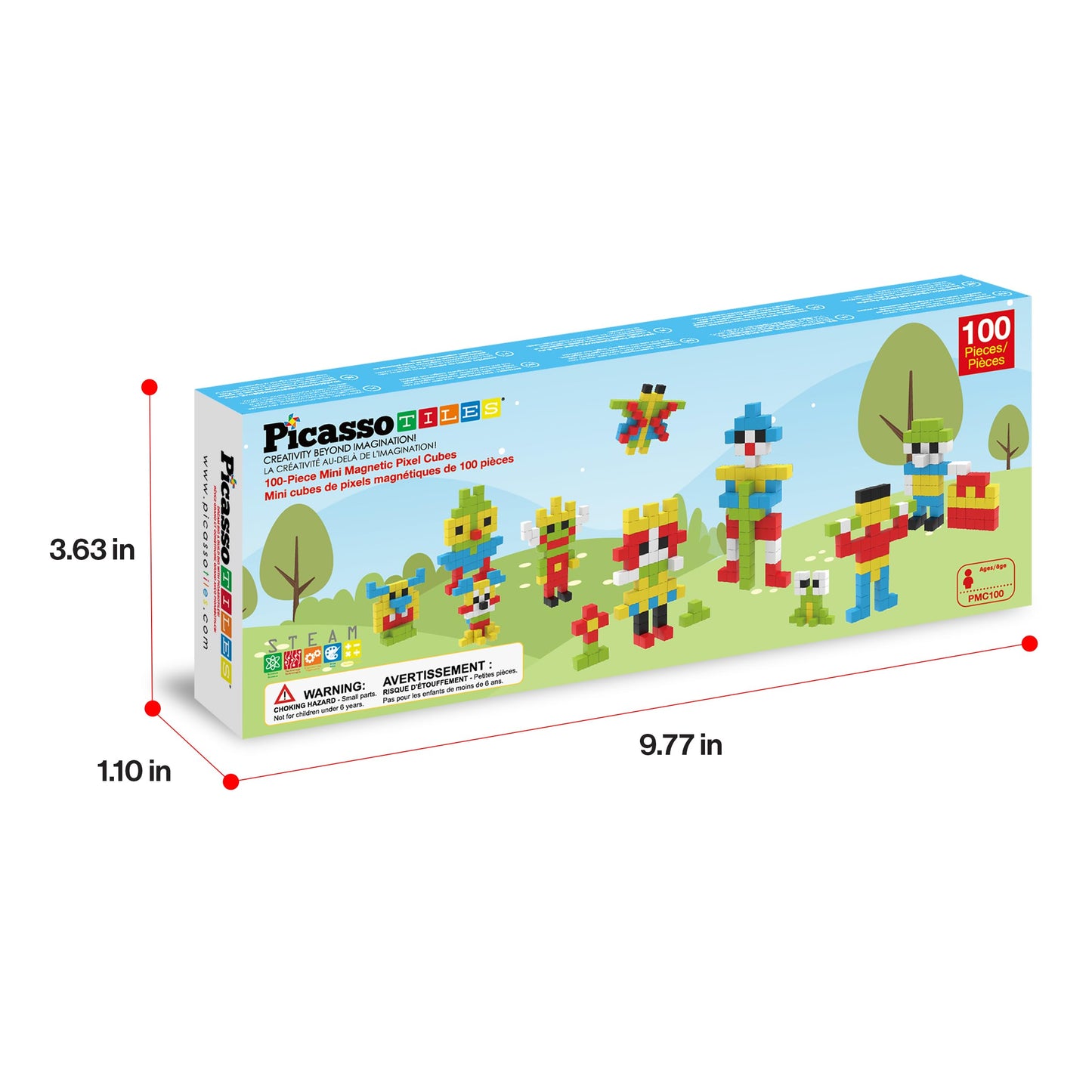PicassoTiles 100pc Pixel Magnetic Puzzle Cubes | Mix & Match STEM Building Blocks