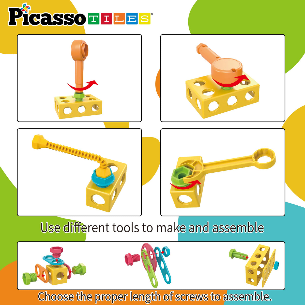 PicassoTiles 115-Piece Building Blocks Set | STEM Toy for Kids 3+ | Free IdeaBook