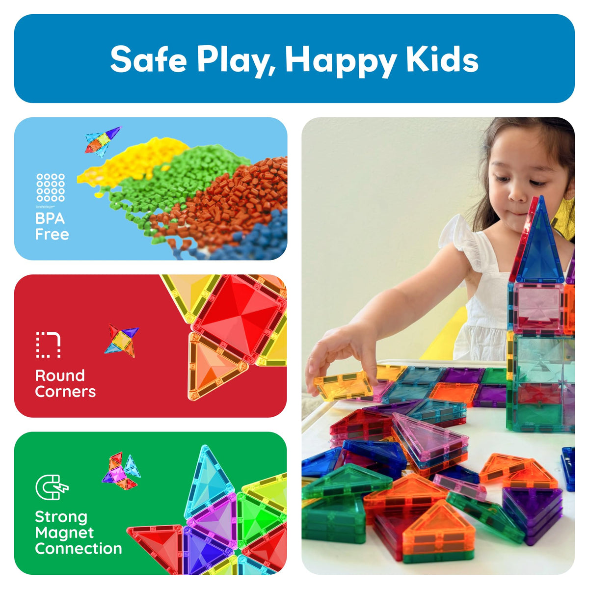 PicassoTiles Diamond Mini Magnetic Tiles – Travel-Size STEM Blocks for Toddlers