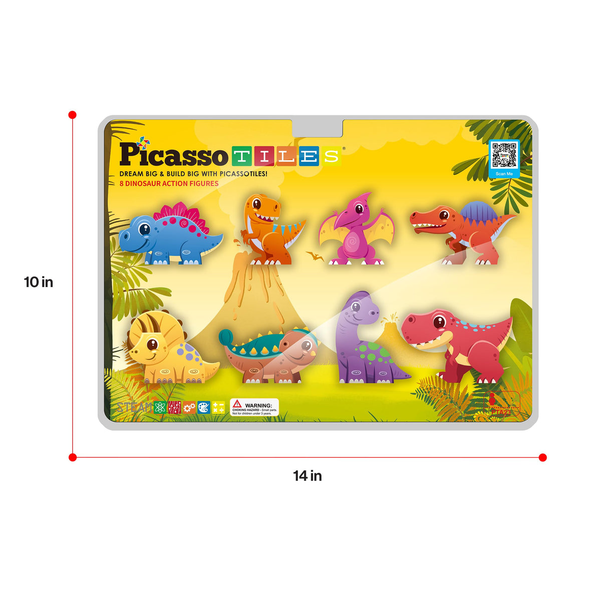 PicassoTiles Dinosaur Action Figures — Magnetic Dino Toys (8 Figures) for STEAM Play