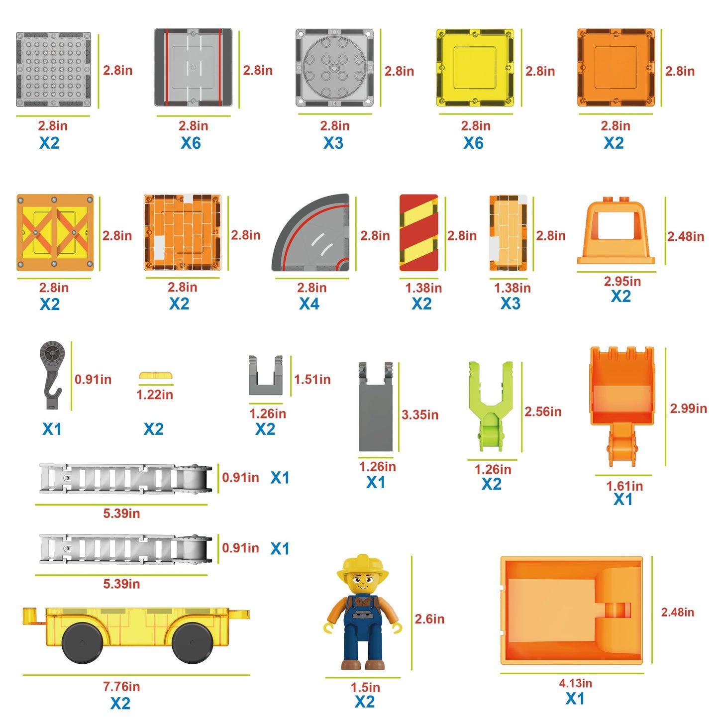 PicassoTiles 5-in-1 Magnetic Construction Vehicle Set – Crane, Ladder, Dump Truck, Excavator & Backhoe (Ages 3+)