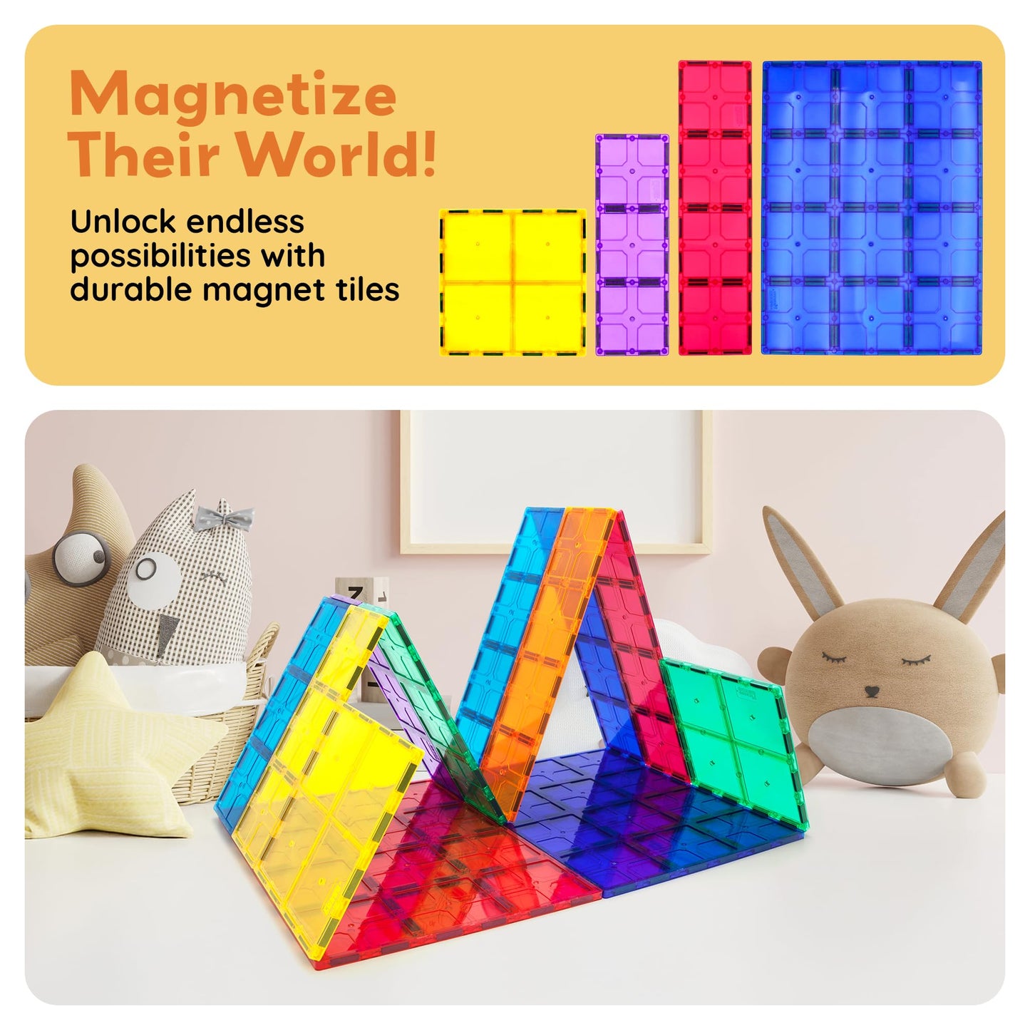 PicassoTiles 12pc Supersized Magnetic Base Plate – Jumbo XL Foundation Stabilizers for Kids