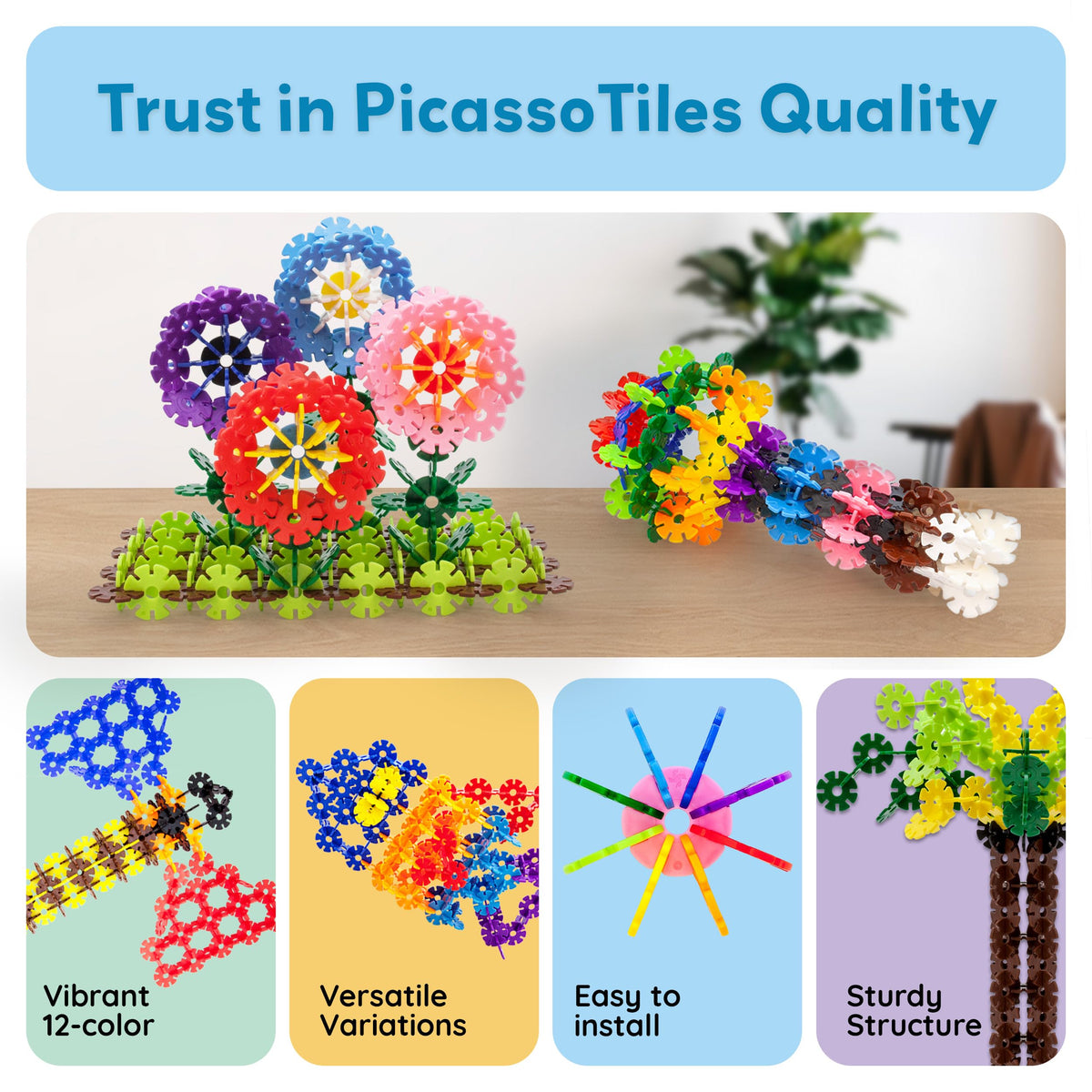 PicassoTiles Building Chips: 108 Interlocking Disc Blocks in 12 Colors