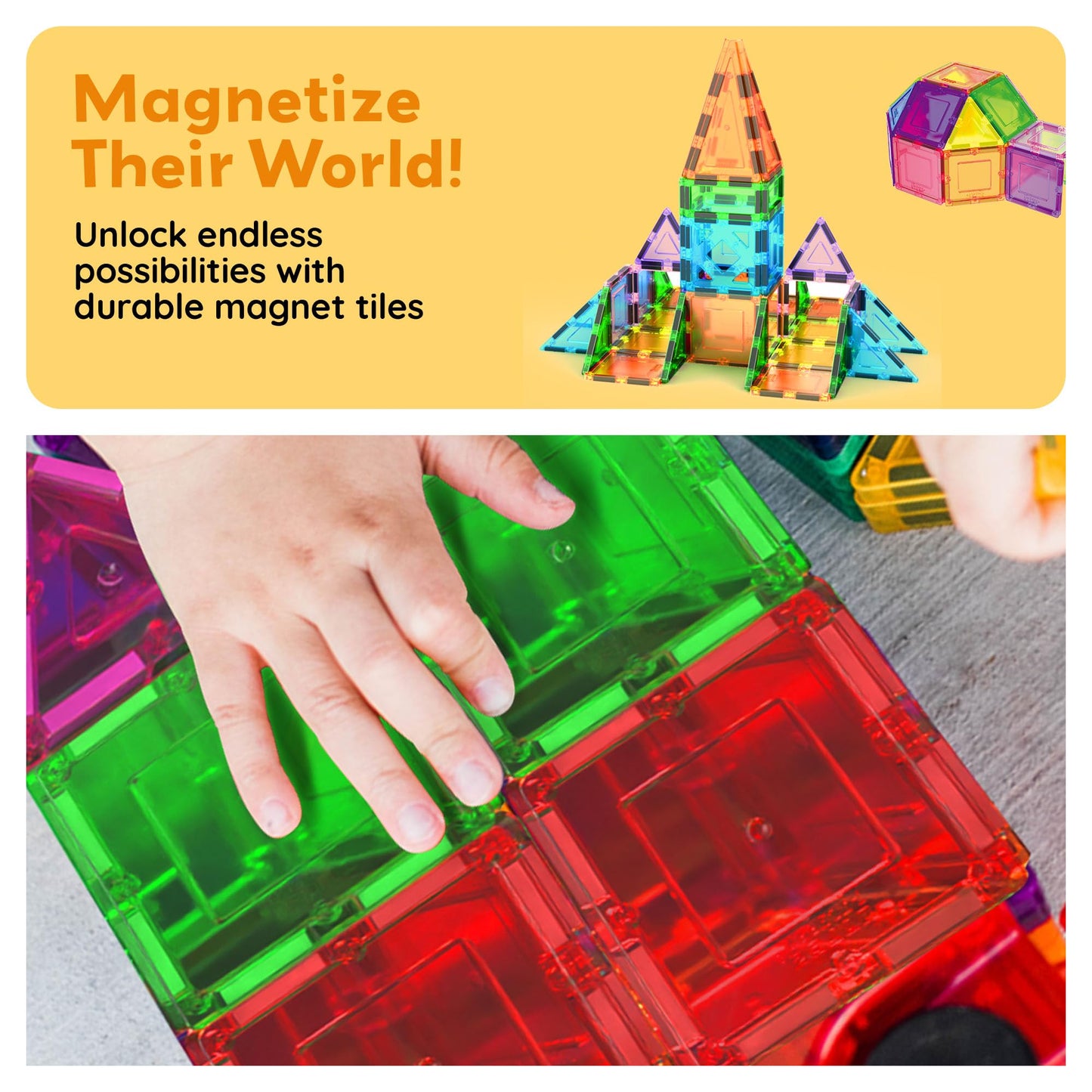 PicassoTiles PT152 Magnetic Tiles 152pcs – Mirror Theme STEM Building Toys for Kids