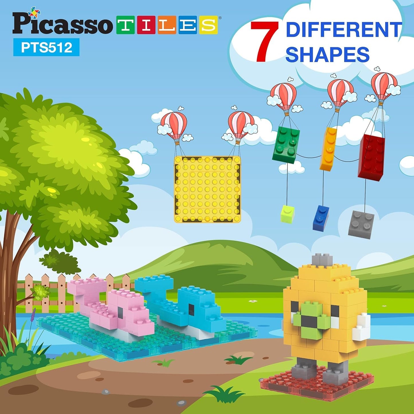 PicassoTiles 512 Pcs Grand Playset – Magnetic Tiles & Building Blocks for Creative STEM Play (Ages 3+)
