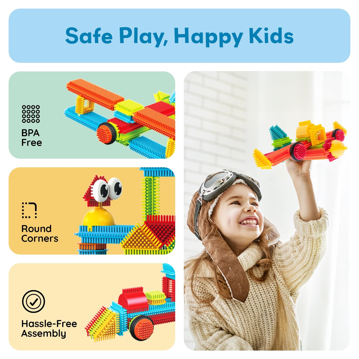 PicassoTiles Hedgehog Interlocking Blocks 240pcs | STEAM Building Set for Ages 3+