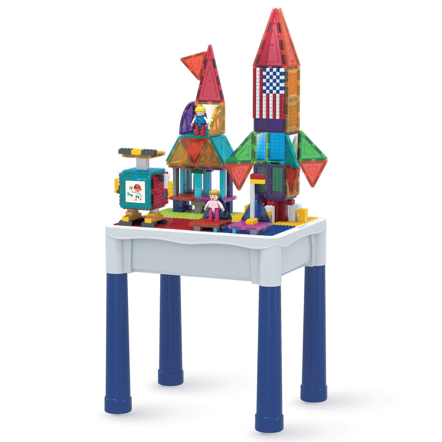 PicassoTiles 316-Piece Activity Table with Magnetic Tiles & Storage | STEM Toys for Ages 3+