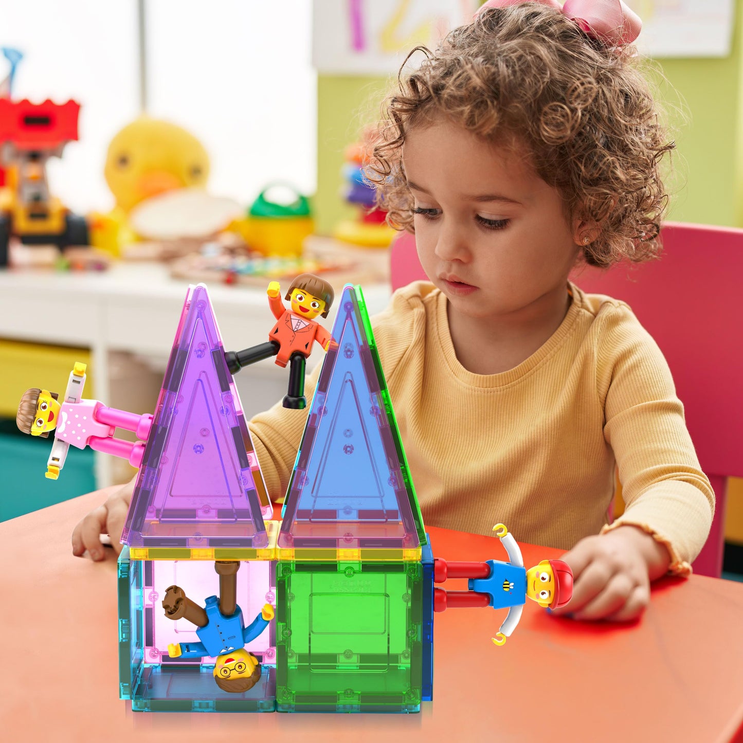 PicassoTiles 4-Piece Magnetic Family Figures | STEM Play Expansion (Ages 3+)
