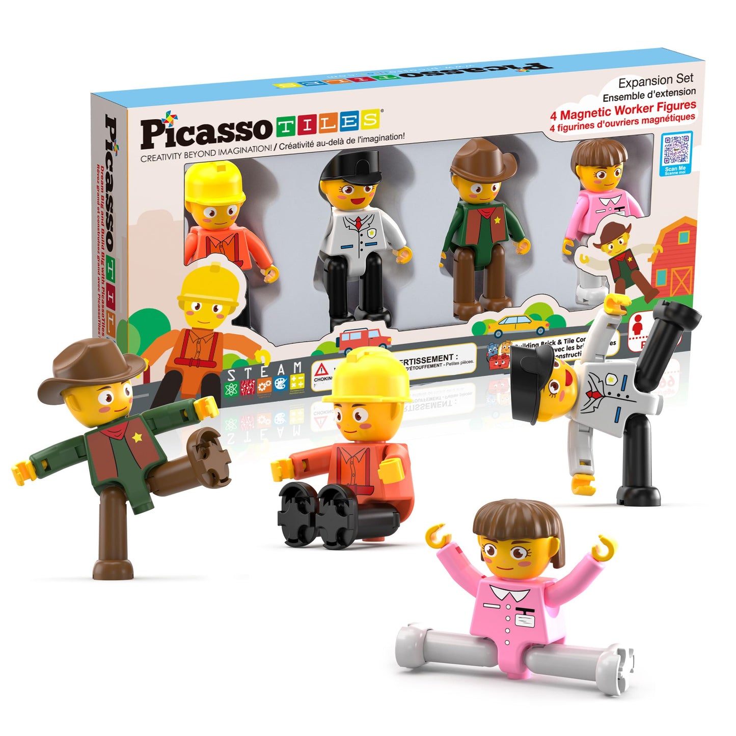 PicassoTiles Profession Character Figures – Magnetic STEM Add-On Pack for Kids (PTA02)