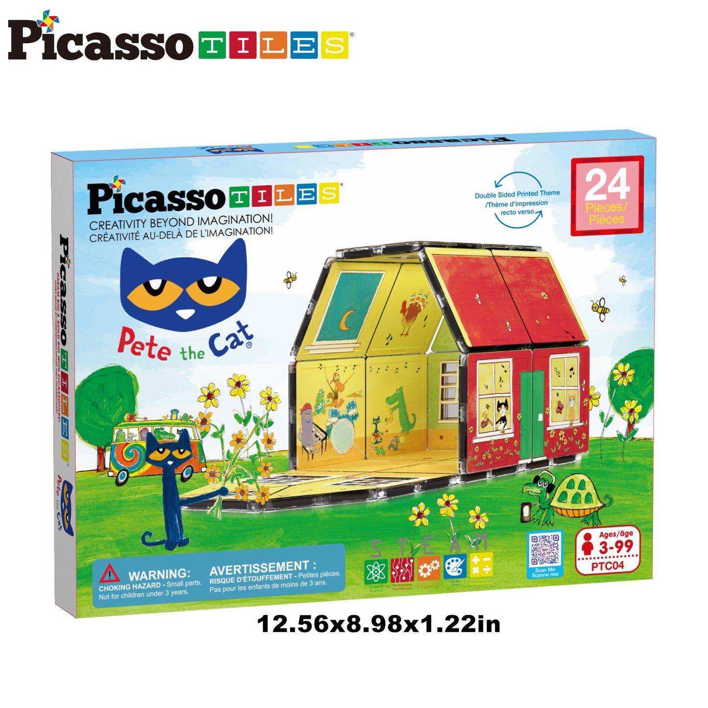 PicassoTiles Pete the Cat Home Theme Magnetic Tiles | STEM Building Blocks for Kids 3+