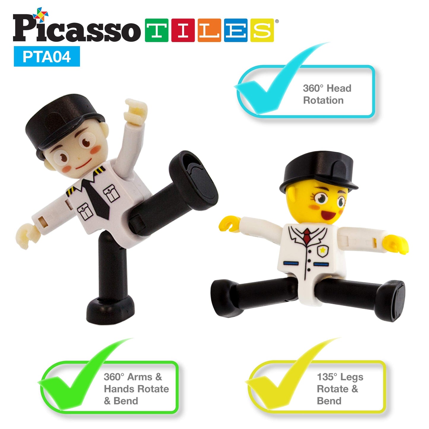 PicassoTiles Magnetic Figures 4-Piece Aircraft Expansion Pack – Educational Building Toy Set