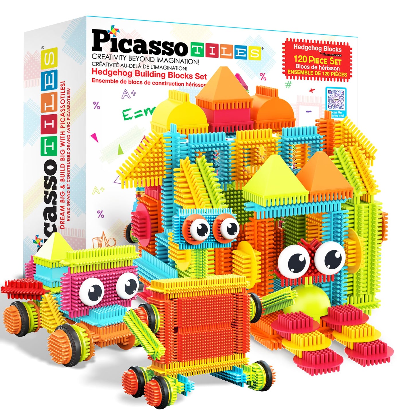 PicassoTiles 120pcs Hedgehog Interlocking Blocks – STEM Learning Toy PTB120