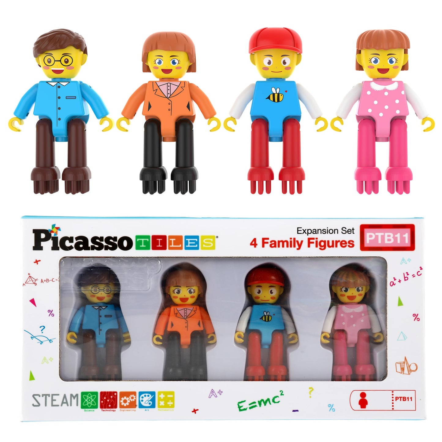 PicassoTiles Hedgehog Lock Blocks – 4 Family Figures Expansion Pack for STEM Play
