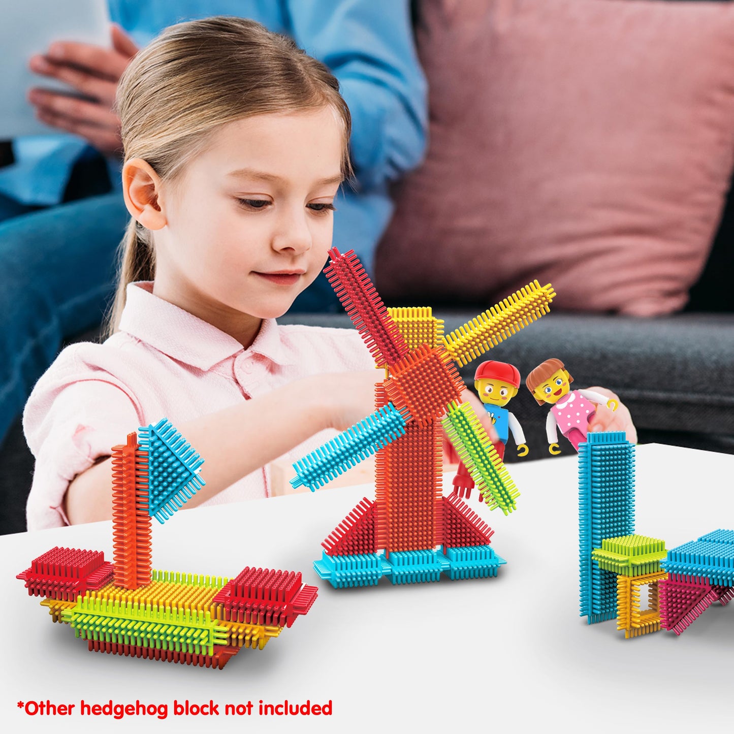 PicassoTiles Hedgehog Lock Blocks – 4 Family Figures Expansion Pack for STEM Play