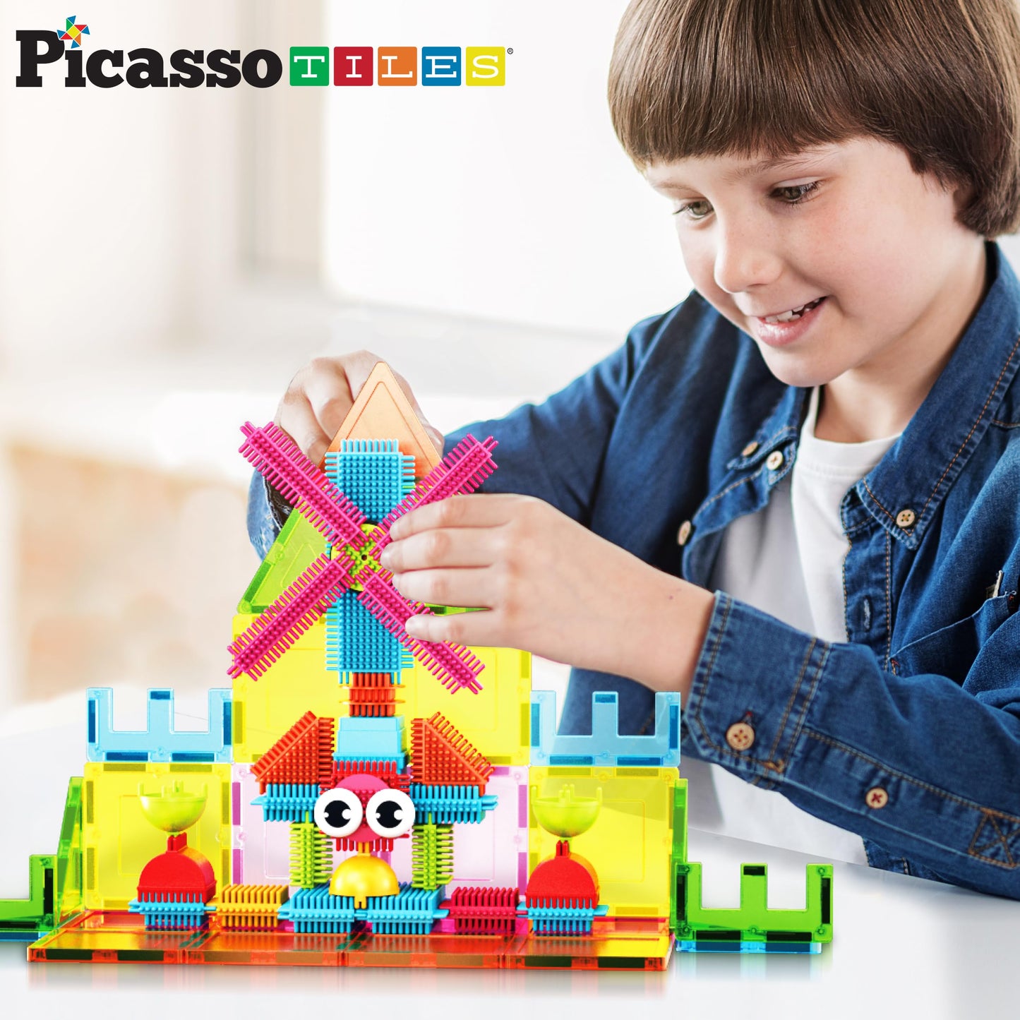 PicassoTiles Magnetic Tiles & Hedgehog 2-in-1 Set – STEM Building Toys for Ages 3+