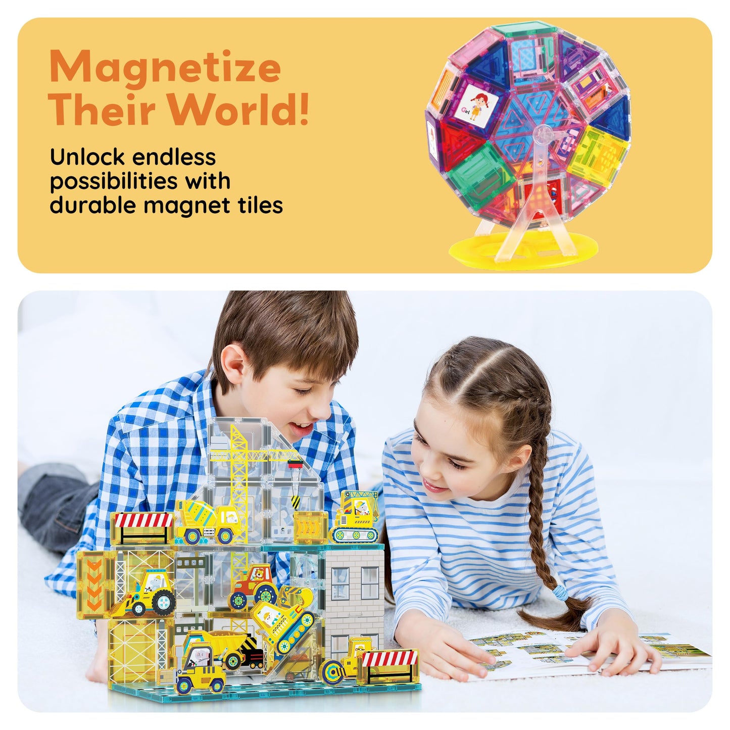 PicassoTiles Magnetic Tile Building Idea Book – 230 Pages, 300+ Builds, STEM Design Guide | Ages 3+ | PTIDEABOOK