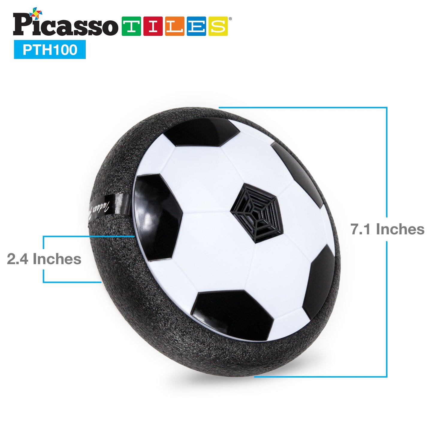 PicassoTiles Hoverball: LED Glow Indoor Air Hockey Soccer Disc for Kids 3+ | PTH100