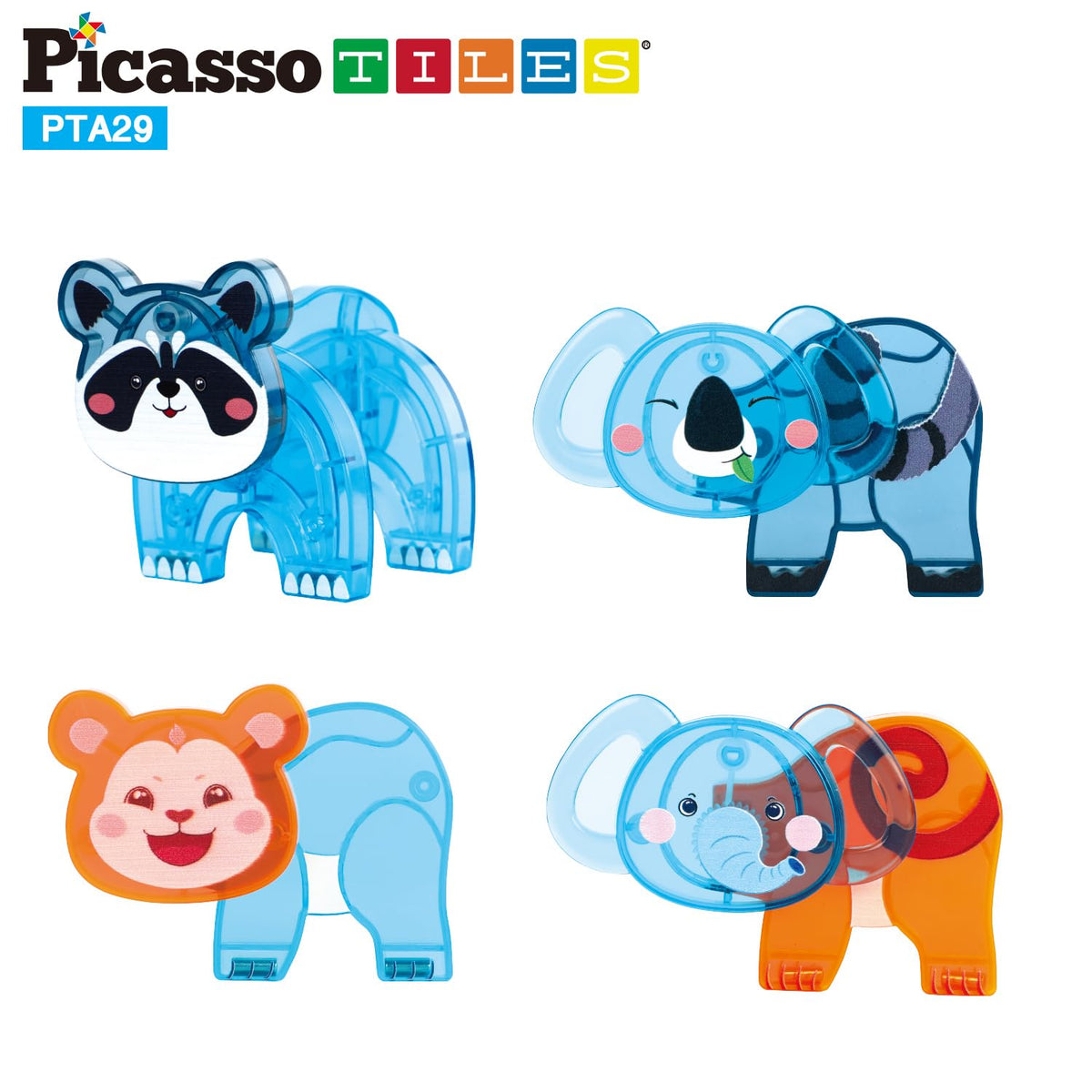 PicassoTiles Animal Friends Magnetic Tile Action Figures – Mix & Match STEM Toy for Ages 3+ PTA29