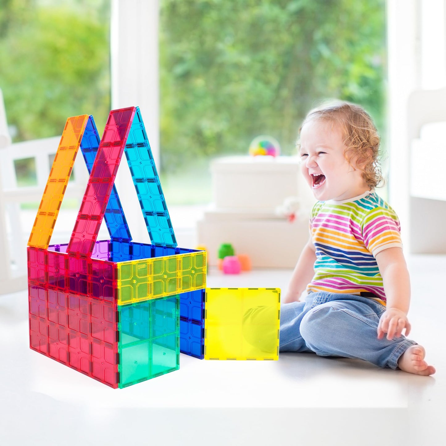 PicassoTiles 12pc Supersized Magnetic Base Plate – Jumbo XL Foundation Stabilizers for Kids