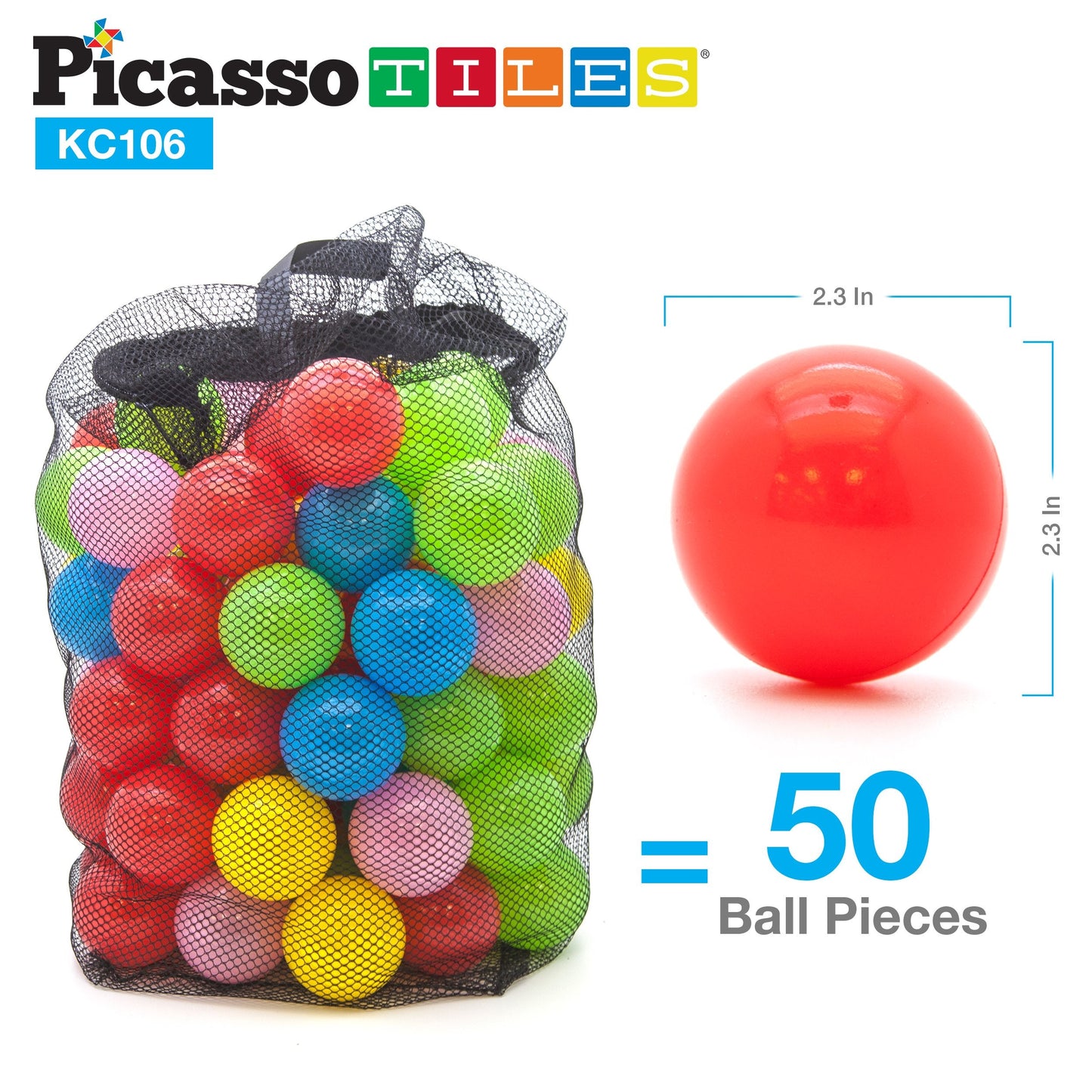 PicassoTiles KC106 8x7 ft Junior Inflatable Bouncer – Kid Park with 50 Pit Balls & ETL 385W Blower