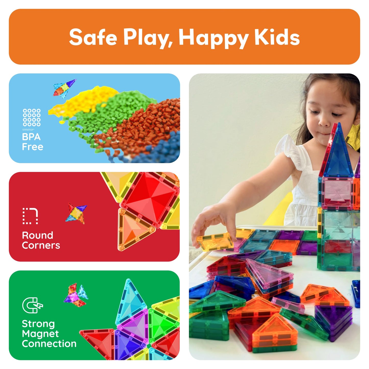 PicassoTiles 80pc Mini Travel Magnetic Tiles – On-the-Go STEM Building Kit