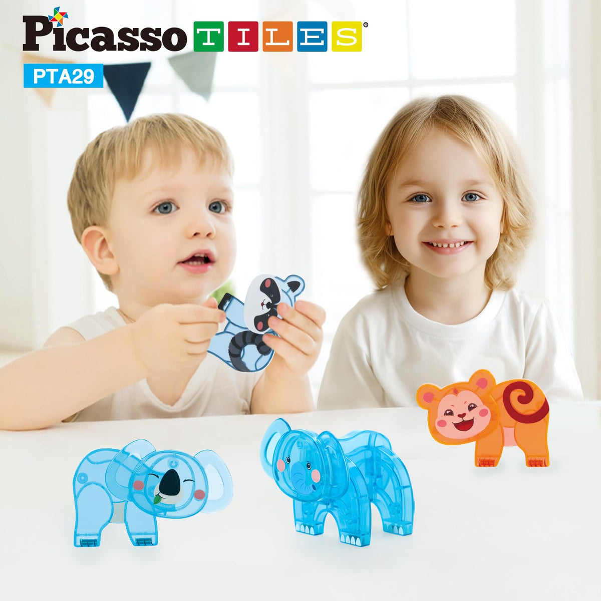 PicassoTiles Animal Friends Magnetic Tile Action Figures – Mix & Match STEM Toy for Ages 3+ PTA29