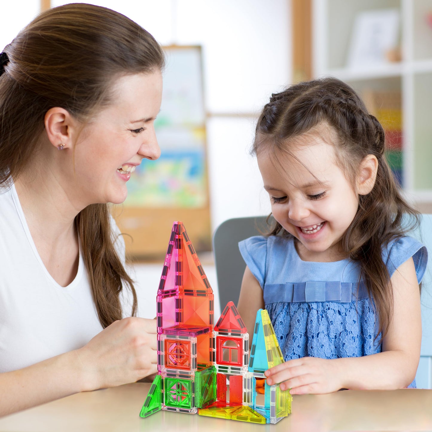 PicassoTiles 48-Piece Travel Magnet Tile Set with Doors & Windows | STEM Toy