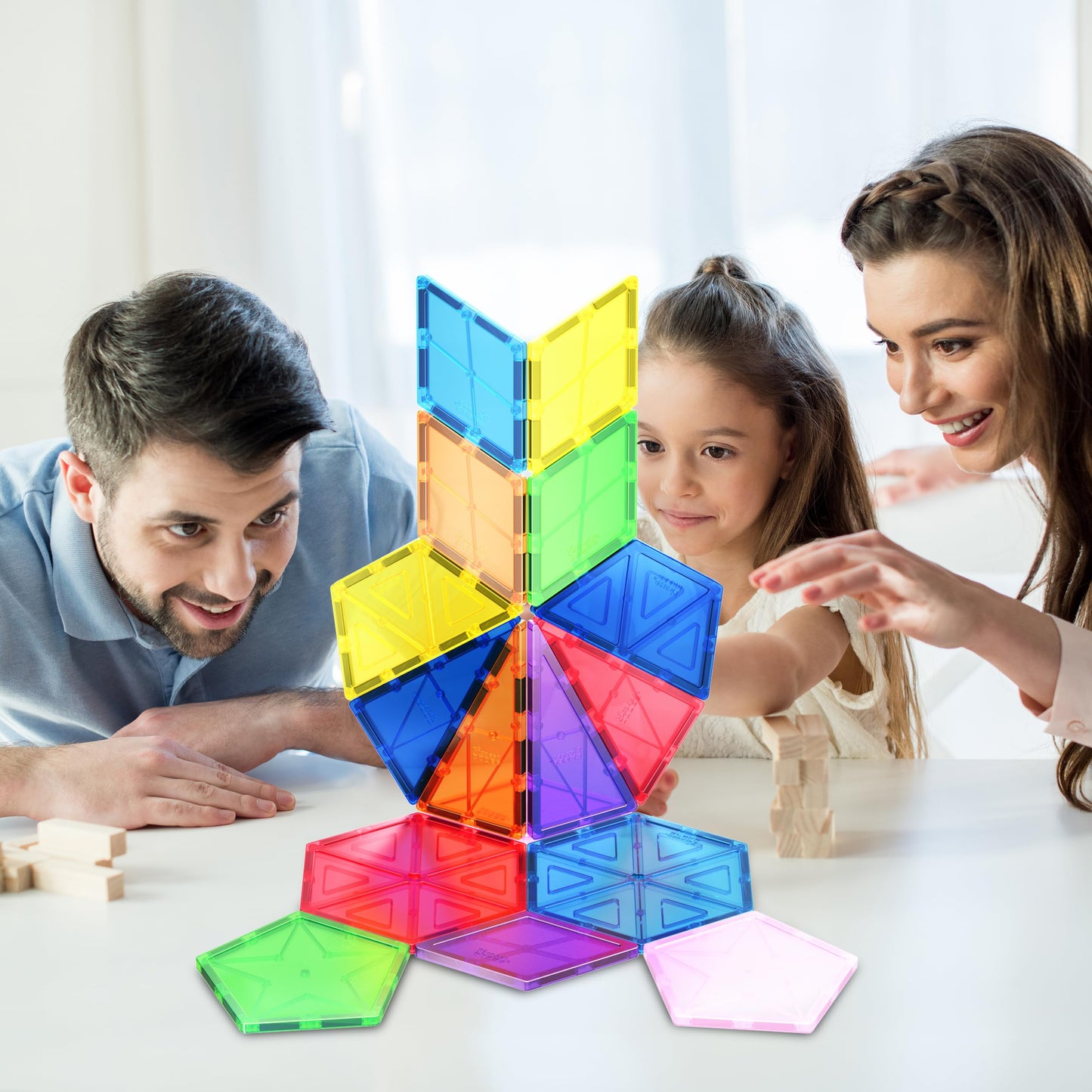 PicassoTiles Geometry Shape Magnet Tiles – Magnetic Building Set for STEM Learning (PT16)