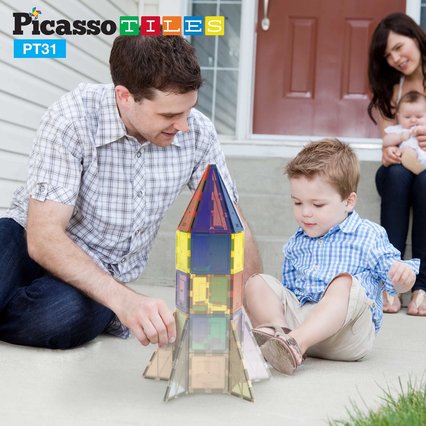PicassoTiles UV Activated Color Changing Rocket Set – Magnetic STEM Building Blocks for Kids 3+