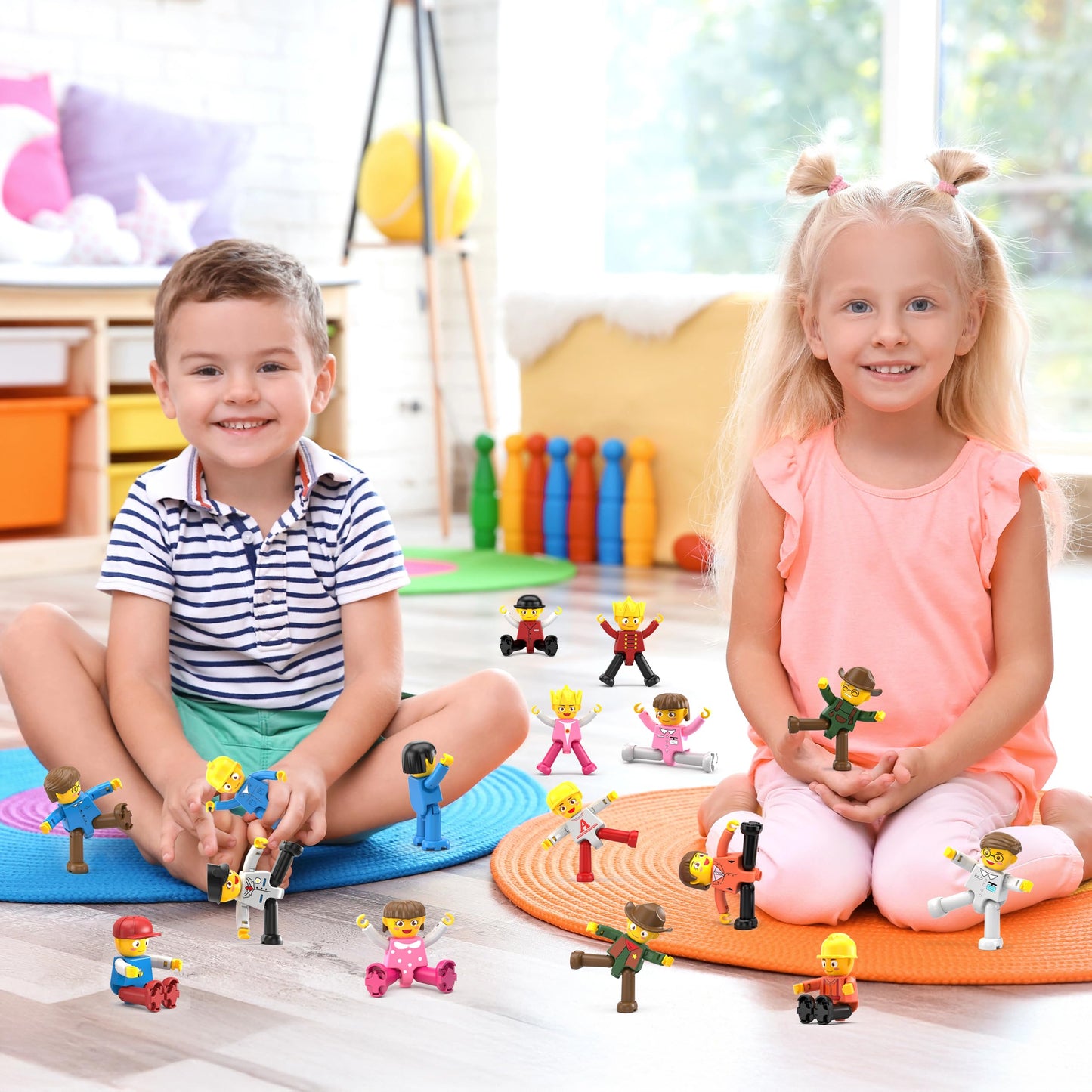 PicassoTiles 16pc Magnetic Character Figures Expansion Set – Toddler-Style Characters for Magnetic Tile Building