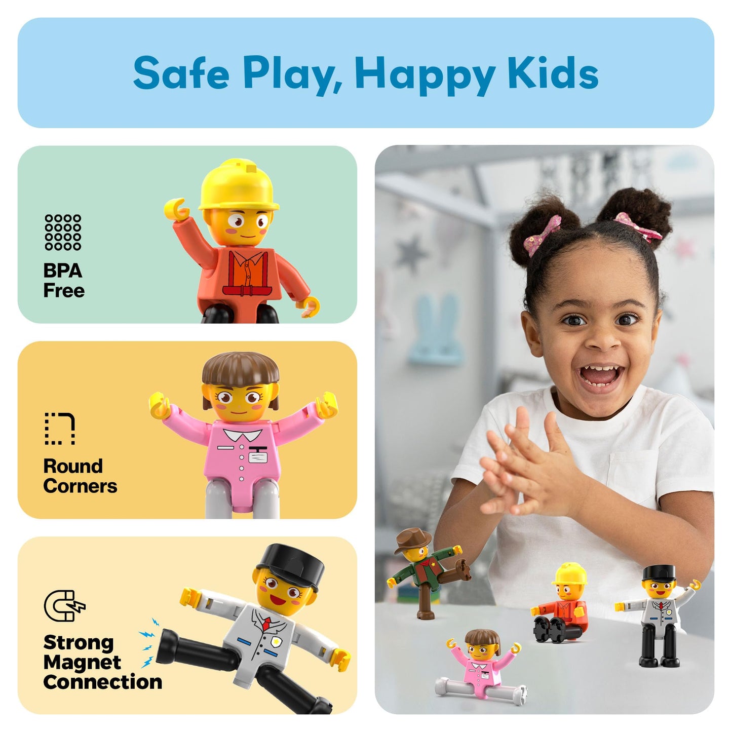 PicassoTiles Profession Character Figures – Magnetic STEM Add-On Pack for Kids (PTA02)