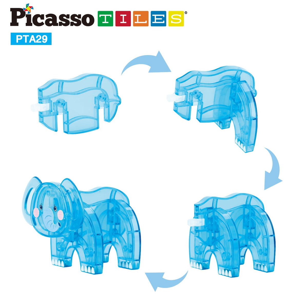 PicassoTiles Animal Friends Magnetic Tile Action Figures – Mix & Match STEM Toy for Ages 3+ PTA29