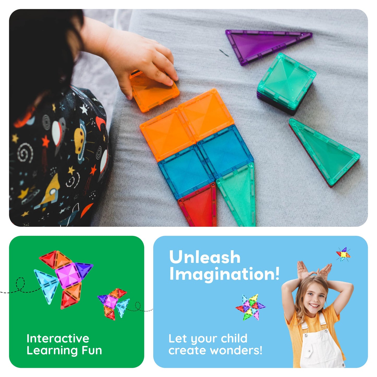 PicassoTiles 80pc Mini Travel Magnetic Tiles – On-the-Go STEM Building Kit