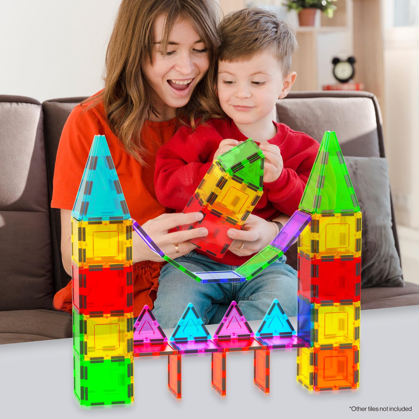PicassoTiles Expansion Square Pack - Magnetic Construction Tiles for Kids STEM Learning