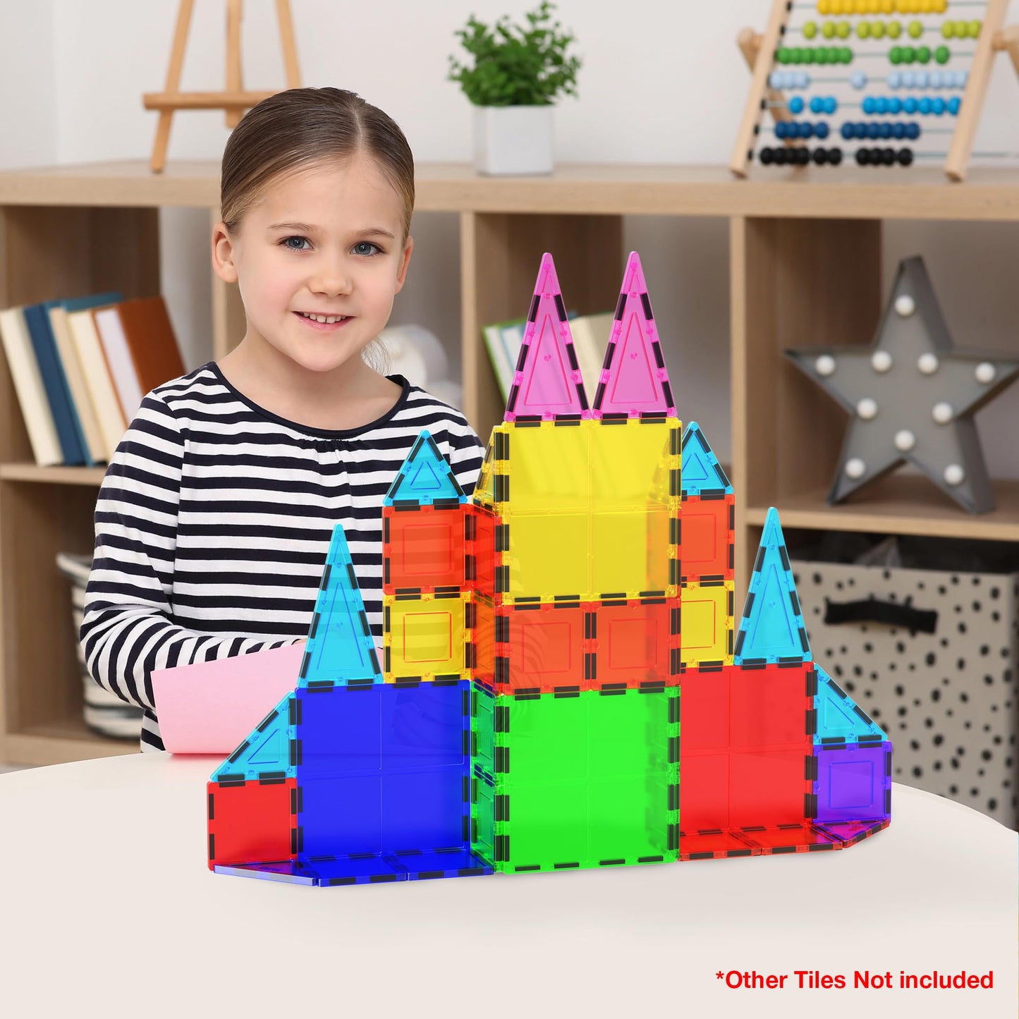 PicassoTiles 4pcs Magnetic Large Square Tiles – STEM Building Toy